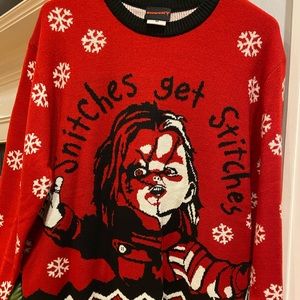 CHUCKY SNITCHES GET STITCHES XMAS SWEATER